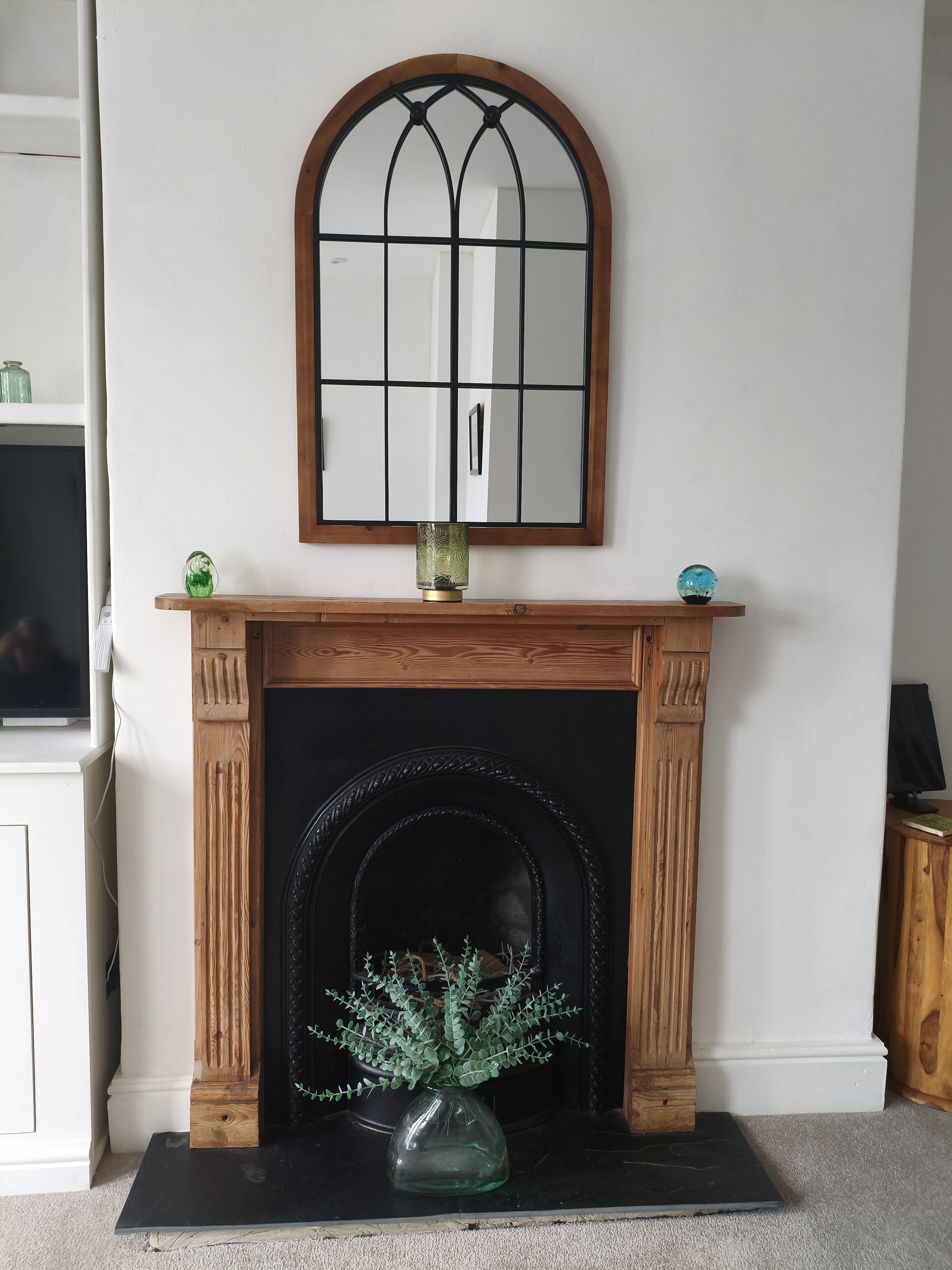 Original Victorian fireplace in the living room